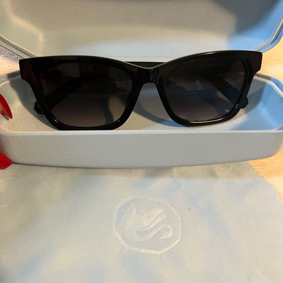 Swarovski Black Sunglasses with Crystal Accents - Picture 3 of 12